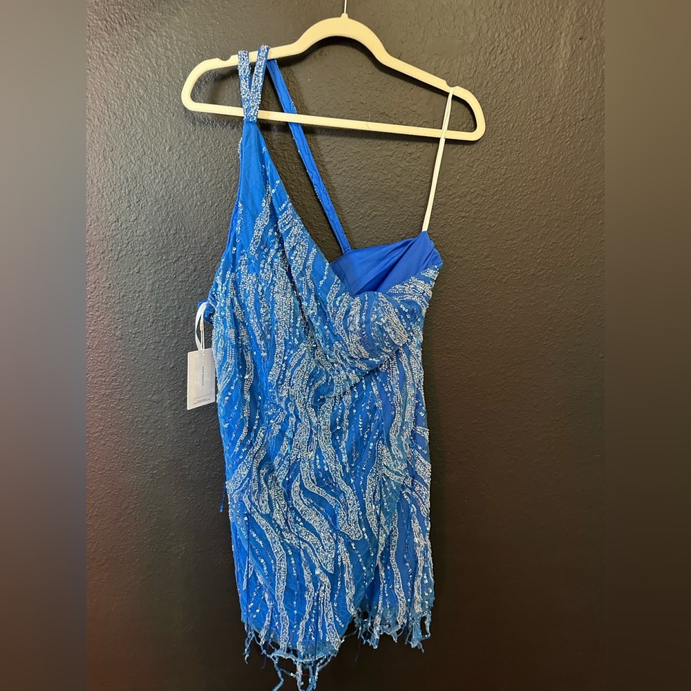 Blue One-Shoulder Dress